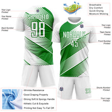 Load image into Gallery viewer, Custom White Grass Green Line Sublimation Soccer Uniform Jersey
