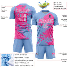 Load image into Gallery viewer, Custom Light Blue Pink-White Line Sublimation Soccer Uniform Jersey
