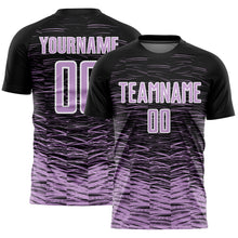 Load image into Gallery viewer, Custom Black Light Purple-White Line Sublimation Soccer Uniform Jersey
