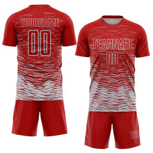 Load image into Gallery viewer, Custom Red Silver-White Line Sublimation Soccer Uniform Jersey
