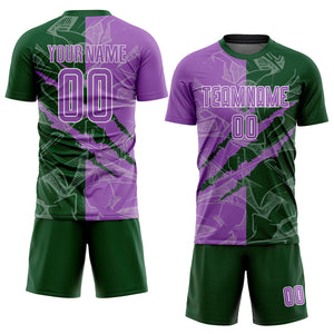 Custom Graffiti Pattern Medium Purple-Green Scratch Sublimation Soccer Uniform Jersey