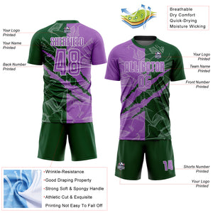 Custom Graffiti Pattern Medium Purple-Green Scratch Sublimation Soccer Uniform Jersey