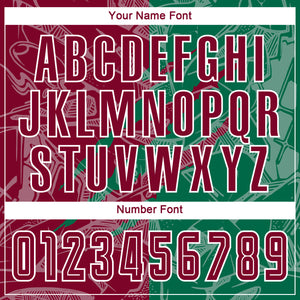 Custom Graffiti Pattern Maroon-Kelly Green Scratch Sublimation Soccer Uniform Jersey