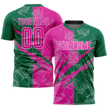 Load image into Gallery viewer, Custom Graffiti Pattern Deep Pink-Kelly Green Scratch Sublimation Soccer Uniform Jersey
