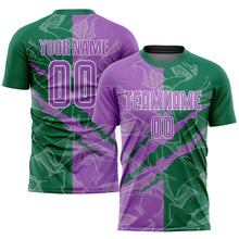 Load image into Gallery viewer, Custom Graffiti Pattern Medium Purple-Kelly Green Scratch Sublimation Soccer Uniform Jersey
