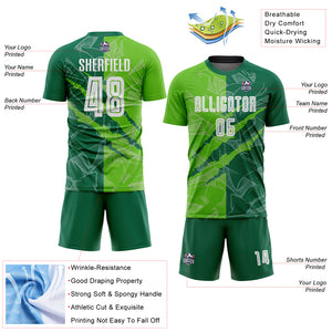 Custom Graffiti Pattern Aurora Green-Kelly Green Scratch Sublimation Soccer Uniform Jersey