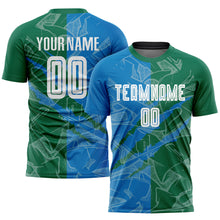 Load image into Gallery viewer, Custom Graffiti Pattern Blue-Kelly Green Scratch Sublimation Soccer Uniform Jersey
