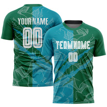 Load image into Gallery viewer, Custom Graffiti Pattern Teal-Kelly Green Scratch Sublimation Soccer Uniform Jersey
