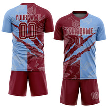 Load image into Gallery viewer, Custom Graffiti Pattern Crimson-Light Blue Scratch Sublimation Soccer Uniform Jersey
