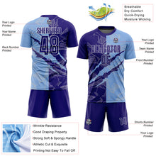 Load image into Gallery viewer, Custom Graffiti Pattern Dark Purple-Light Blue Scratch Sublimation Soccer Uniform Jersey
