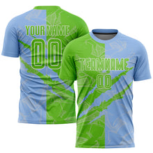 Load image into Gallery viewer, Custom Graffiti Pattern Aurora Green-Light Blue Scratch Sublimation Soccer Uniform Jersey
