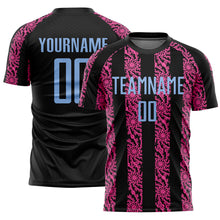 Load image into Gallery viewer, Custom Black Light Blue-Pink Abstract Shape Sublimation Soccer Uniform Jersey
