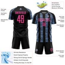 Load image into Gallery viewer, Custom Black Pink-Light Blue Abstract Shape Sublimation Soccer Uniform Jersey
