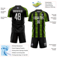 Load image into Gallery viewer, Custom Black White-Neon Green Abstract Shape Sublimation Soccer Uniform Jersey
