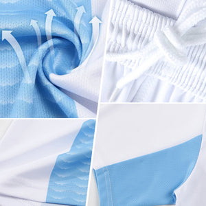 Custom Black White-Sky Blue Abstract Shape Sublimation Soccer Uniform Jersey