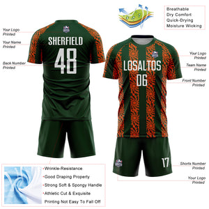 Custom Green White-Orange Abstract Shape Sublimation Soccer Uniform Jersey