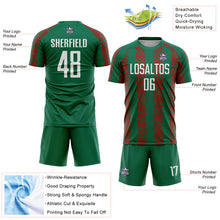 Load image into Gallery viewer, Custom Kelly Green White-Red Abstract Shape Sublimation Soccer Uniform Jersey
