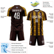 Load image into Gallery viewer, Custom Brown White-Gold Abstract Shape Sublimation Soccer Uniform Jersey
