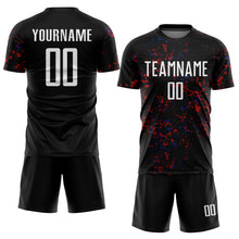 Load image into Gallery viewer, Custom Black Red-Royal Abstract Fragment Art Sublimation Soccer Uniform Jersey
