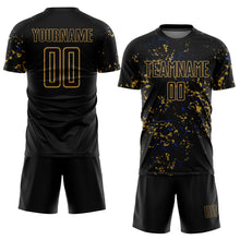 Load image into Gallery viewer, Custom Black Old Gold-Royal Abstract Fragment Art Sublimation Soccer Uniform Jersey
