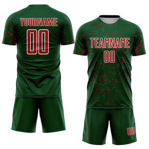 Custom Green Red-Kelly Green Abstract Fragment Art Sublimation Soccer Uniform Jersey