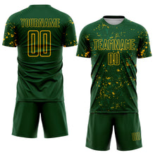 Load image into Gallery viewer, Custom Green Gold-Kelly Green Abstract Fragment Art Sublimation Soccer Uniform Jersey
