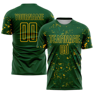 Custom Green Gold-Kelly Green Abstract Fragment Art Sublimation Soccer Uniform Jersey