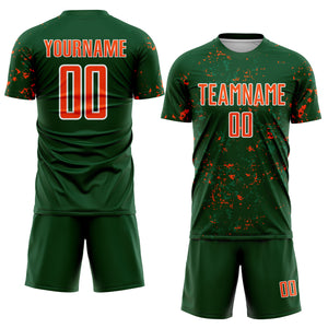 Custom Green Orange-Kelly Green Abstract Fragment Art Sublimation Soccer Uniform Jersey