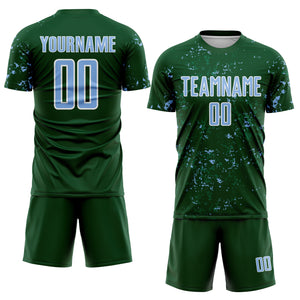 Custom Green Light Blue-Kelly Green Abstract Fragment Art Sublimation Soccer Uniform Jersey