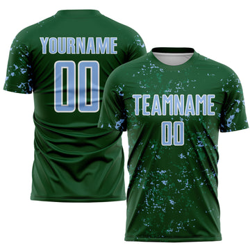 Custom Green Light Blue-Kelly Green Abstract Fragment Art Sublimation Soccer Uniform Jersey