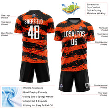 Load image into Gallery viewer, Custom Black White-Orange Splash Sublimation Soccer Uniform Jersey
