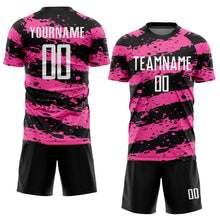 Load image into Gallery viewer, Custom Black White-Pink Splash Sublimation Soccer Uniform Jersey
