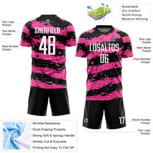 Load image into Gallery viewer, Custom Black White-Pink Splash Sublimation Soccer Uniform Jersey
