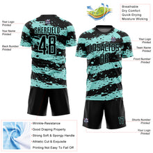 Load image into Gallery viewer, Custom Black Ice Blue Splash Sublimation Soccer Uniform Jersey
