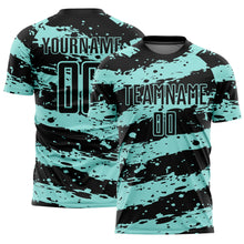 Load image into Gallery viewer, Custom Black Ice Blue Splash Sublimation Soccer Uniform Jersey
