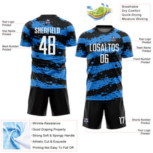 Load image into Gallery viewer, Custom Black White-Powder Blue Splash Sublimation Soccer Uniform Jersey
