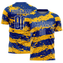 Load image into Gallery viewer, Custom Royal Gold-White Splash Sublimation Soccer Uniform Jersey
