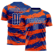 Load image into Gallery viewer, Custom Royal Orange-White Splash Sublimation Soccer Uniform Jersey
