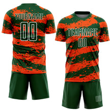 Load image into Gallery viewer, Custom Green Orange-White Splash Sublimation Soccer Uniform Jersey
