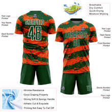 Load image into Gallery viewer, Custom Green Orange-White Splash Sublimation Soccer Uniform Jersey
