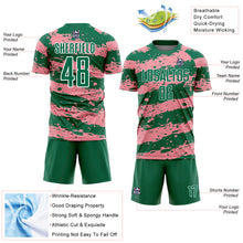 Load image into Gallery viewer, Custom Kelly Green Medium Pink-White Splash Sublimation Soccer Uniform Jersey
