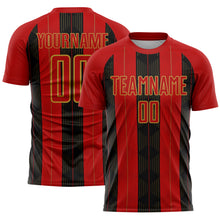 Load image into Gallery viewer, Custom Red Old Gold-Black Line Sublimation Soccer Uniform Jersey
