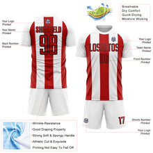 Load image into Gallery viewer, Custom White Red-Black Line Sublimation Soccer Uniform Jersey
