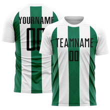 Load image into Gallery viewer, Custom White Black-Kelly Green Line Sublimation Soccer Uniform Jersey
