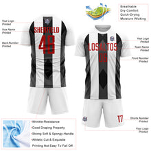 Load image into Gallery viewer, Custom White Red-Black Line Sublimation Soccer Uniform Jersey
