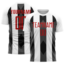 Load image into Gallery viewer, Custom White Red-Black Line Sublimation Soccer Uniform Jersey
