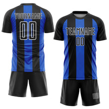 Load image into Gallery viewer, Custom Black Thunder Blue-White Line Sublimation Soccer Uniform Jersey
