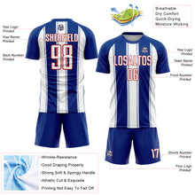 Load image into Gallery viewer, Custom Royal White-Red Line Sublimation Soccer Uniform Jersey
