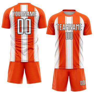 Custom Orange White-Black Line Sublimation Soccer Uniform Jersey