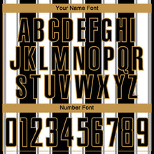 Load image into Gallery viewer, Custom Black White-Old Gold Line Sublimation Soccer Uniform Jersey
